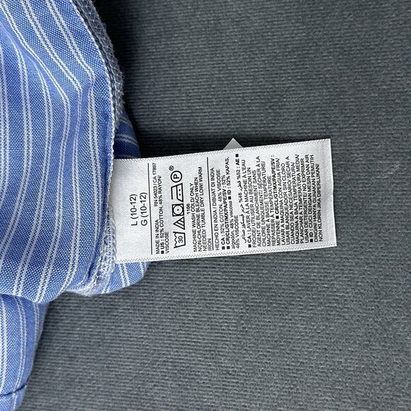 Old Navy Girls Large 10-12 Blue Striped Blouse Peasant Top Long Sleeve NWT New - Picture 6 of 6